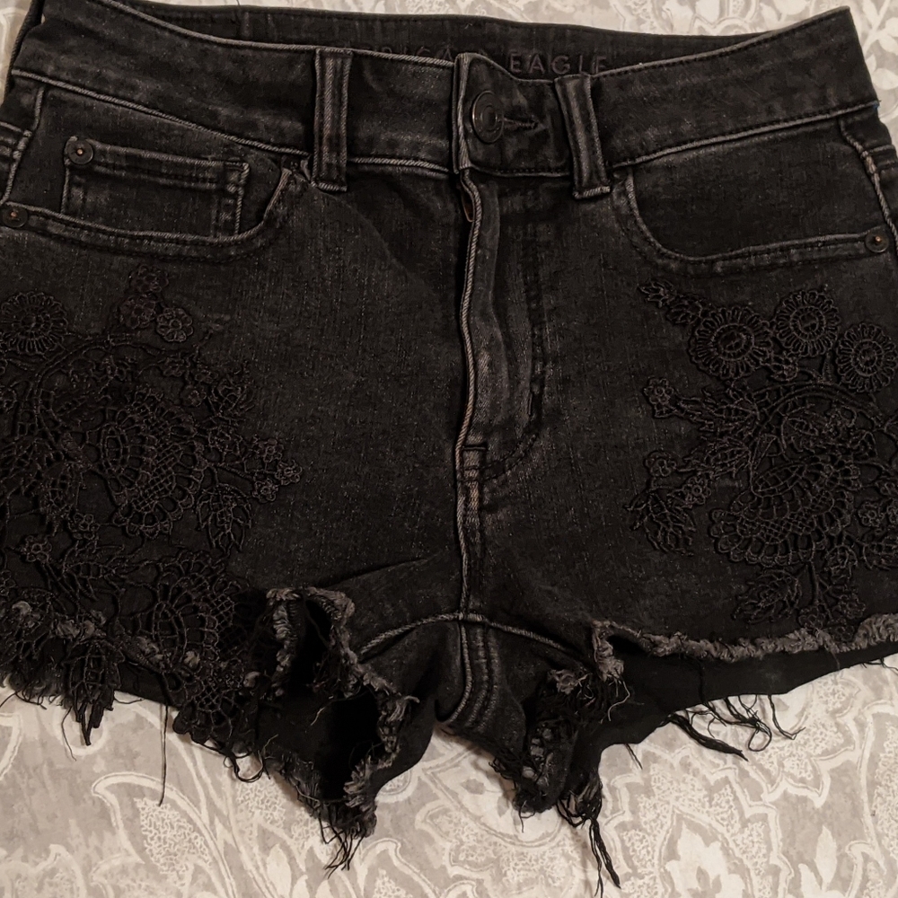American Eagle Lace-Detail Hi Rise Short Shorts